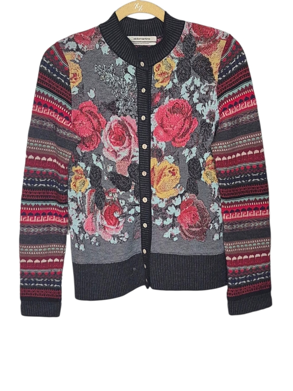 Wool Floral Jacquard Fair Isle Cardigan 6 Spain Grandmacore Cottagecore Eclectic